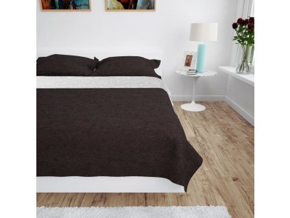 Oboustranný prošívaný přehoz na postel 220x240 cm hnědo-krémový 132963