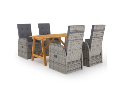 5dílný zahradní jídelní set šedý 3068767