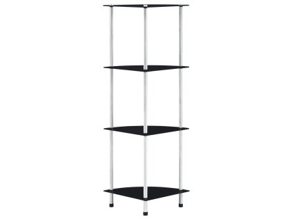 4patrová police černá 30 × 30 × 100 cm tvrzené sklo 249520