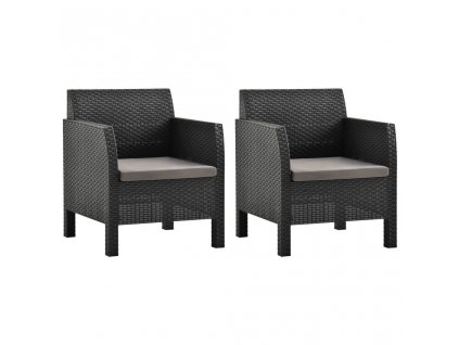 Zahradní židle s poduškami 2 ks PP ratan antracitové 3079666