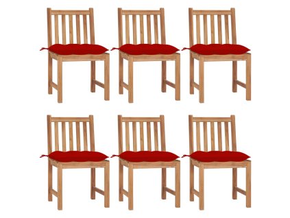 Zahradní židle 6 ks s poduškami masivní teak 3073136