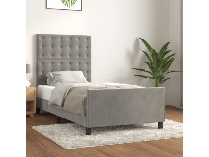 Rám postele bez matrace světle šedá 90 x 190 cm samet 3125971