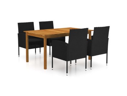 5dílný zahradní jídelní set černý 3067834