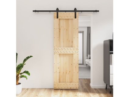 Posuvné dveře s kováním 70 x 210 cm masivní borové dřevo 3202975