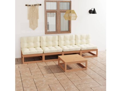 5dílná zahradní sedací souprava s poduškami masivní borovice 3076397