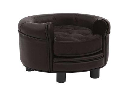 Pohovka pro psy hnědá 48 x 48 x 32 cm plyš a umělá kůže 170958