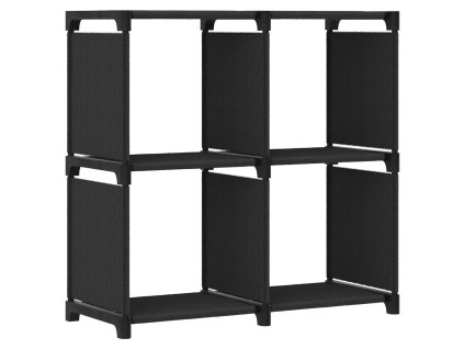 Výstavní police se 4 přihrádkami černá 69 x 30 x 72,5 cm textil 322598