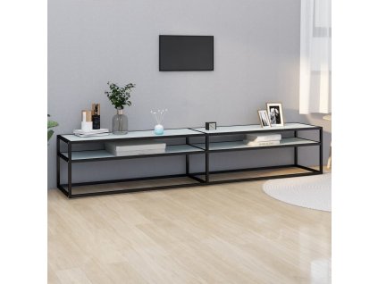 TV stolek bílý mramor 220 x 40 x 40,5 cm tvrzené sklo 331732