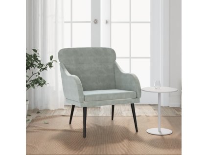 Křeslo světle šedé 63 x 76 x 80 cm samet 351436