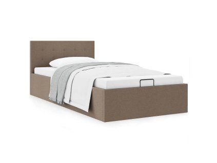 Rám postele s úložným prostorem taupe textil 100 x 200 cm 285595