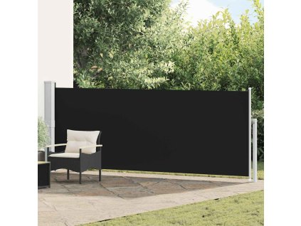 Zatahovací boční markýza/zástěna na terasu 140 x 500 cm černá 48394