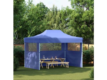 Profesionální skládací party stan 3 bočnice 3 x 4 m ocel modrý 48890