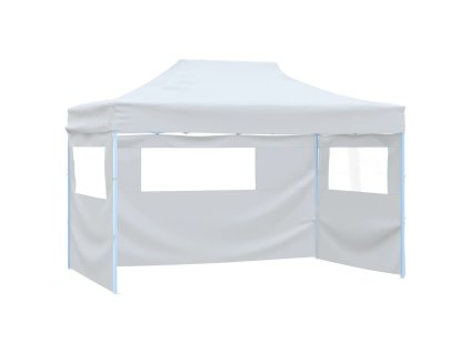 Skládací party stan se 3 stěnami 3 x 4,5 m bílý 48871