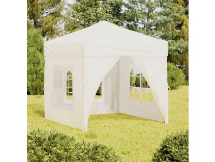 Skládací party stan s bočními stěnami krémový 2 x 2 m 93501