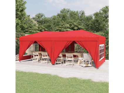 Skládací party stan s bočními stěnami červený 3 x 6 m 93548