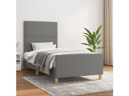 Rám postele bez matrace tmavě šedá 100 x 200 cm textil 3124953