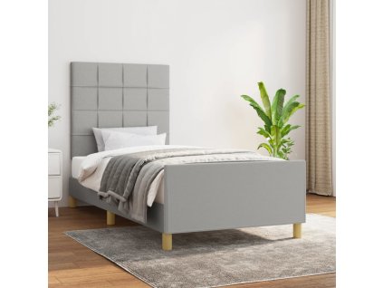 Rám postele bez matrace světle šedá 100 x 200 cm textil 3125033