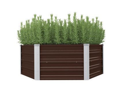 Vyvýšený záhon hnědý 129 x 129 x 46 cm pozinkovaná ocel 45710