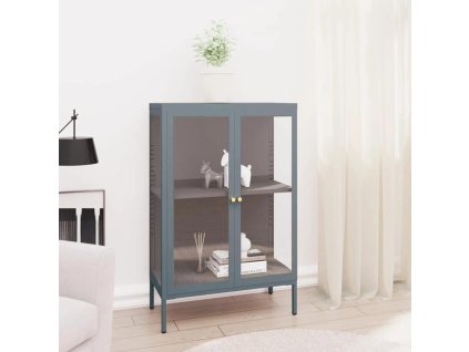 Příborník antracitový 75 x 35 x 105 cm ocel a sklo 336072