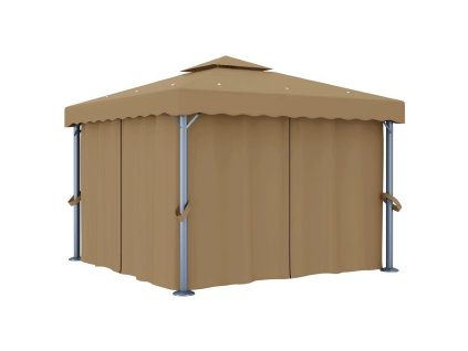 Altán se závěsy 3 x 3 m taupe hliník 3068557
