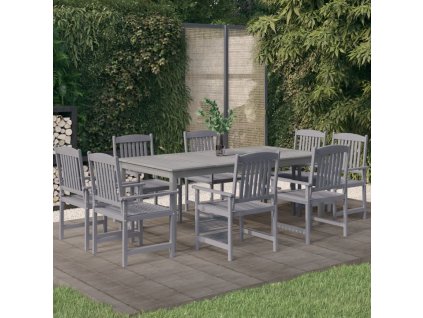 9dílný zahradní jídelní set masivní akáciové dřevo šedý 3098683