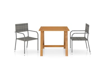 3dílný zahradní jídelní set šedý 3068721