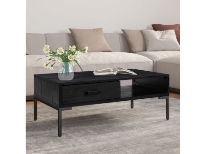 Konferenční stolek černý 90 x 50 x 35 cm masivní borovice 349930