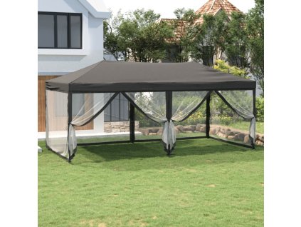 Skládací party stan s bočními stěnami antracitový 3 x 6 m 93551