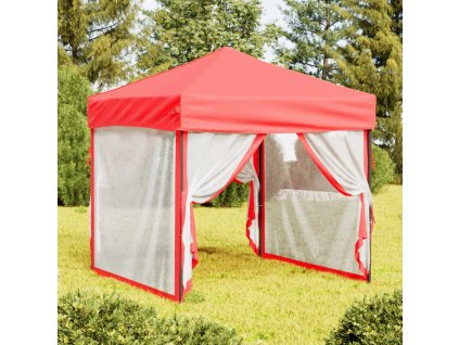 Skládací party stan s bočními stěnami červený 2 x 2 m 93513