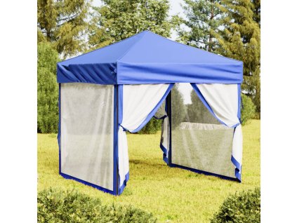 Skládací party stan s bočními stěnami modrý 2 x 2 m 93507