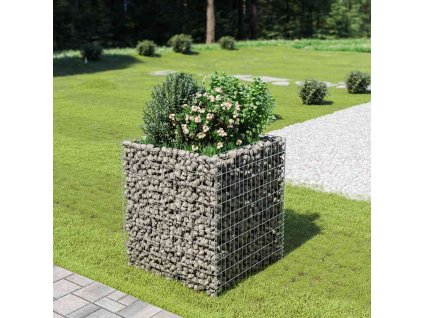 Gabionový vyvýšený záhon pozinkovaná ocel 90 x 90 x 100 cm 143556