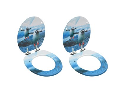 WC sedátka s funkcí pomalého sklápění 2 ks MDF motiv tučňáka 3056415