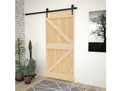 Posuvné dveře se setem kování 80 x 210 cm masivní borové dřevo 3057485