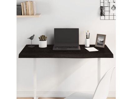 Stolní deska tmavě hnědá 100x40x(2-4)cm ošetřený masivní dub 3156426