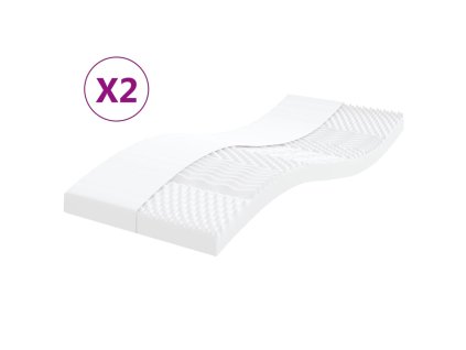 Pěnové matrace 2 ks bílé 100 x 200 cm 7 zón tvrdost 20 ILD 356364