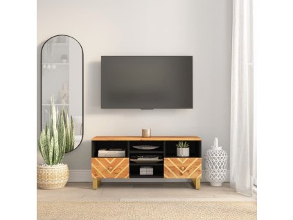 TV skříňka hnědá a černá 100 x 33,5 x 46 cm masivní mangovník 356801