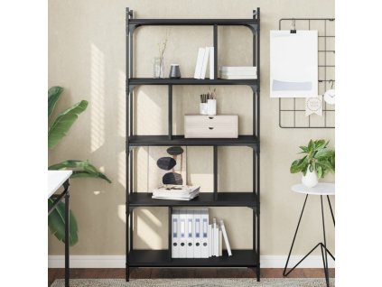 Knihovna s 5 policemi černá 76 x 32 x 158 cm kompozitní dřevo 833940