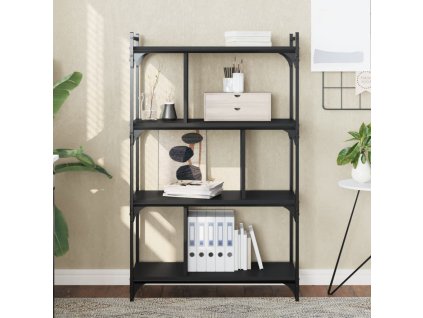 Knihovna se 4 policemi černá 76 x 32 x 123 cm kompozitní dřevo 833935
