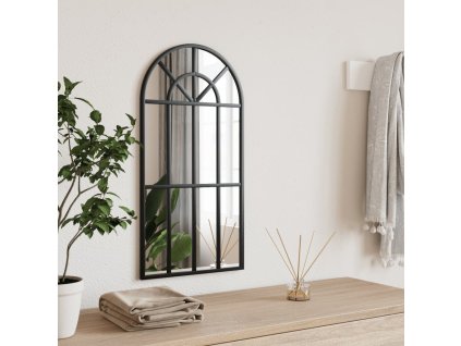 Nástěnné zrcadlo černé 30 x 60 cm oblouk železo 358624