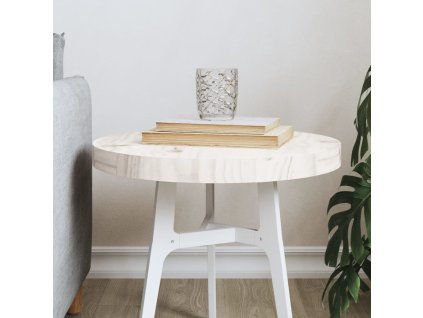 Stolní deska kulatá bílá Ø 40 x 3 cm masivní borové dřevo 833659