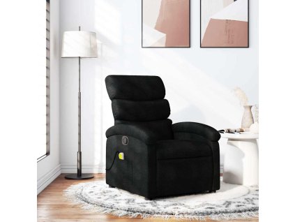Masážní polohovací křeslo černé textil 371703
