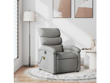 Masážní polohovací křeslo světle šedé textil 371701
