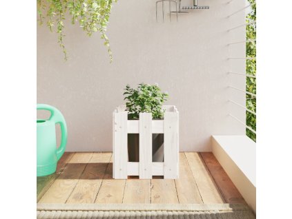 Zahradní truhlík plotový design bílý 30x30x30 cm masiv borovice 832443