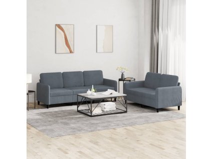 2dílná sedací souprava tmavě šedá samet 3202015