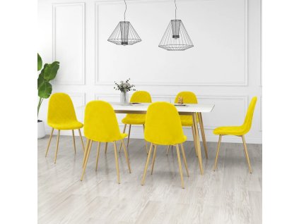 Jídelní židle 6 ks hořčicově žluté samet 3082877