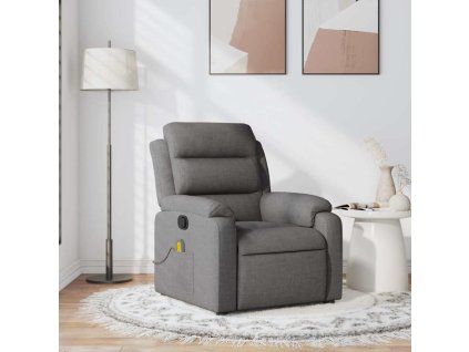 Masážní polohovací křeslo tmavě šedé textil 373475