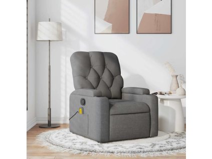 Masážní polohovací křeslo tmavě šedé textil 372492