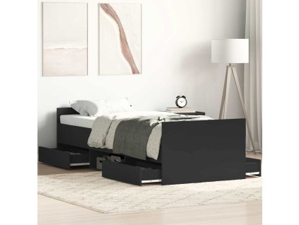 Rám postele s hlavovým a nožním čelem černý 100 x 200 cm 3203797