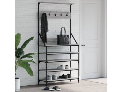 Stojan na oblečení a prostor pro obuv šedý sonoma 90x34x184 cm 837880