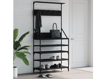 Stojan na oblečení s prostorem pro obuv černý 90 x 34 x 184 cm 837877